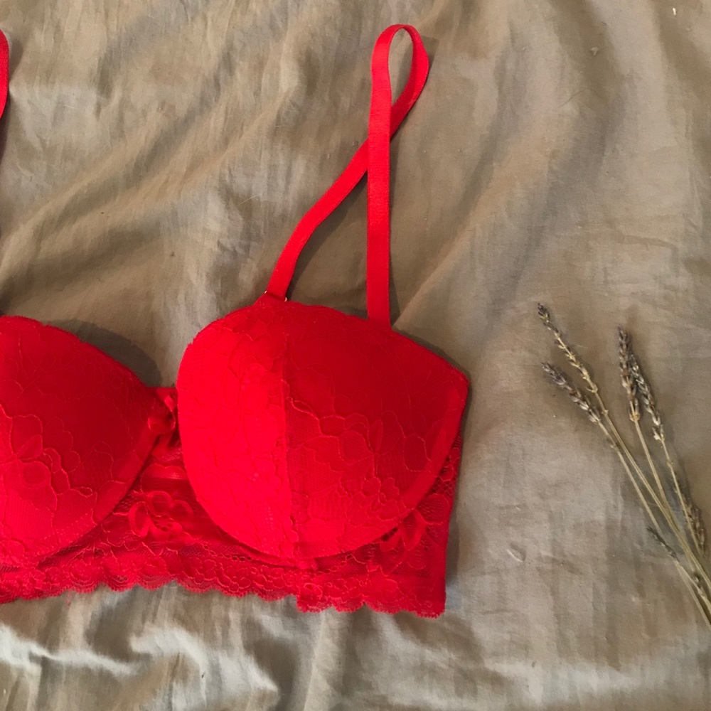 Beautiful Red Lace Bustier Bra